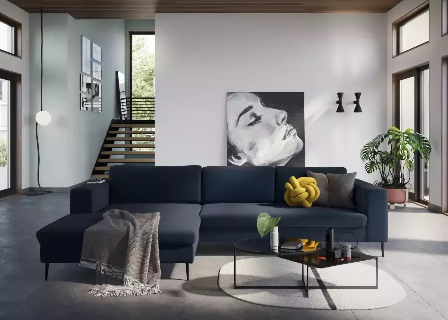 DOMO collection Hoekbank Modica tijdloos en elegant L-vorm moderne uitstraling met extra brede chaise longue ook in corduroy - Foto 8