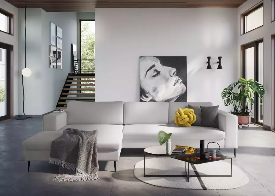 DOMO collection Hoekbank Modica tijdloos en elegant L-vorm moderne uitstraling met extra brede chaise longue ook in corduroy - Foto 8