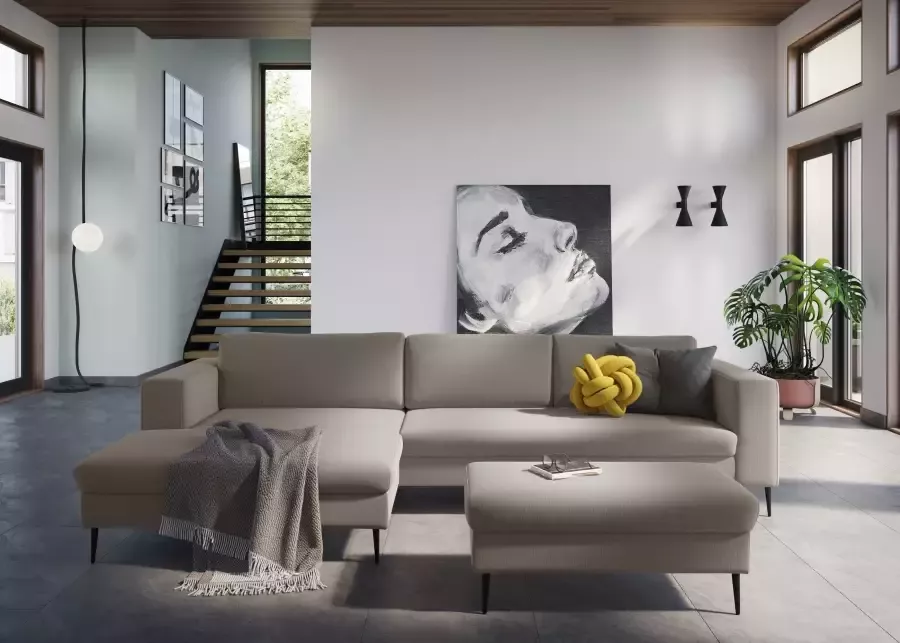 DOMO collection Hoekbank Modica moderne look met royale récamier vrij plaatsbaar