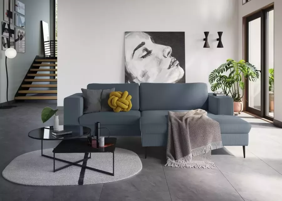 DOMO collection Hoekbank Modica compact en elegant breedte 244 L-vorm moderne uitstraling met extra brede chaise longue ook in corduroy - Foto 9