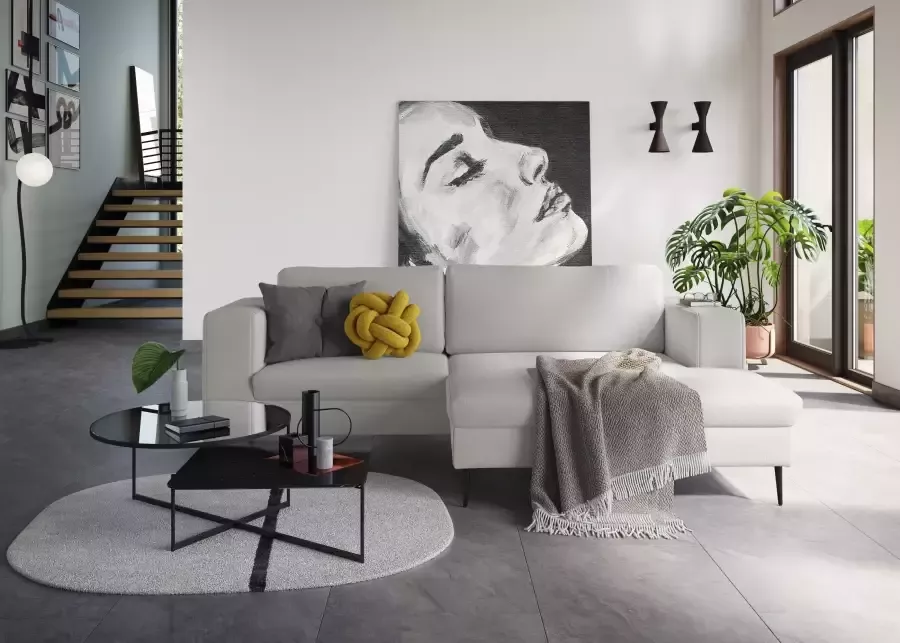 DOMO collection Hoekbank Modica compact en elegant breedte 244 L-vorm moderne uitstraling met extra brede chaise longue ook in corduroy - Foto 9