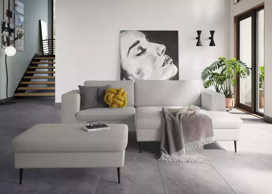 DOMO collection Hoekbank Modica compact en elegant breedte 244 L-vorm moderne uitstraling met extra brede chaise longue ook in corduroy