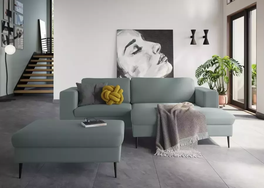 DOMO collection Hoekbank Modica compact en elegant breedte 244 L-vorm moderne uitstraling met extra brede chaise longue ook in corduroy