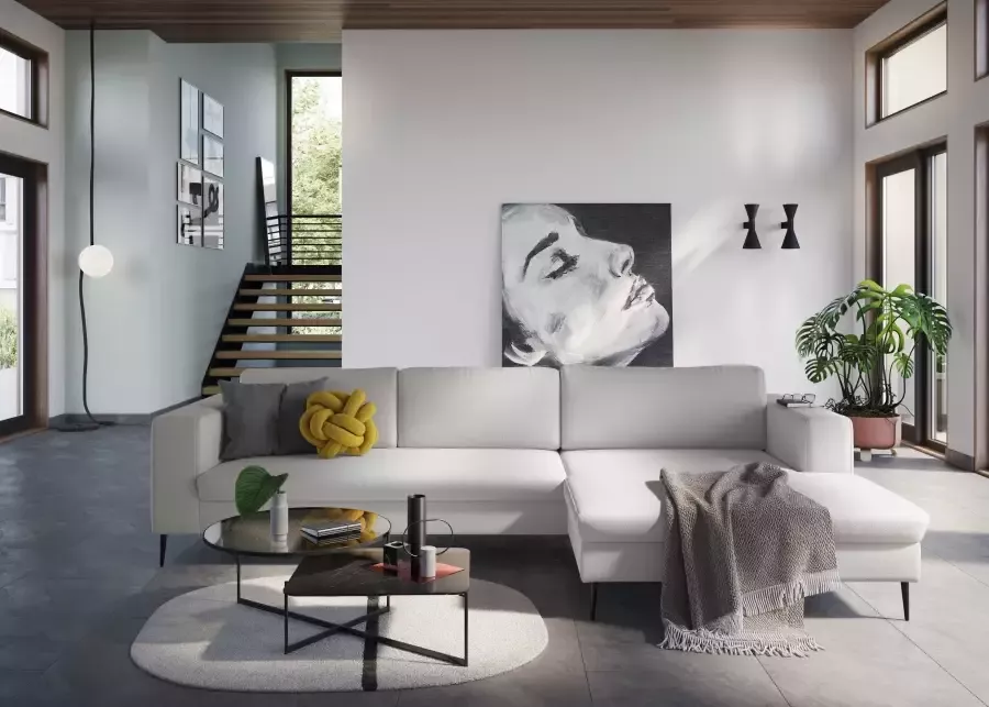 DOMO collection Hoekbank Modica tijdloos en elegant L-vorm moderne uitstraling met extra brede chaise longue ook in corduroy - Foto 8