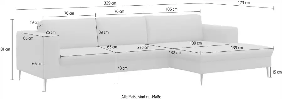 DOMO collection Hoekbank Modica tijdloos en elegant L-vorm moderne uitstraling met extra brede chaise longue ook in corduroy - Foto 4