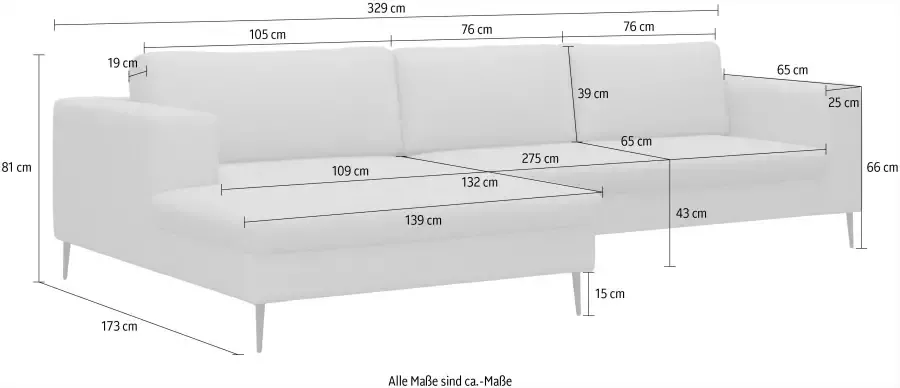 DOMO collection Hoekbank Modica tijdloos en elegant L-vorm moderne uitstraling met extra brede chaise longue ook in corduroy - Foto 4