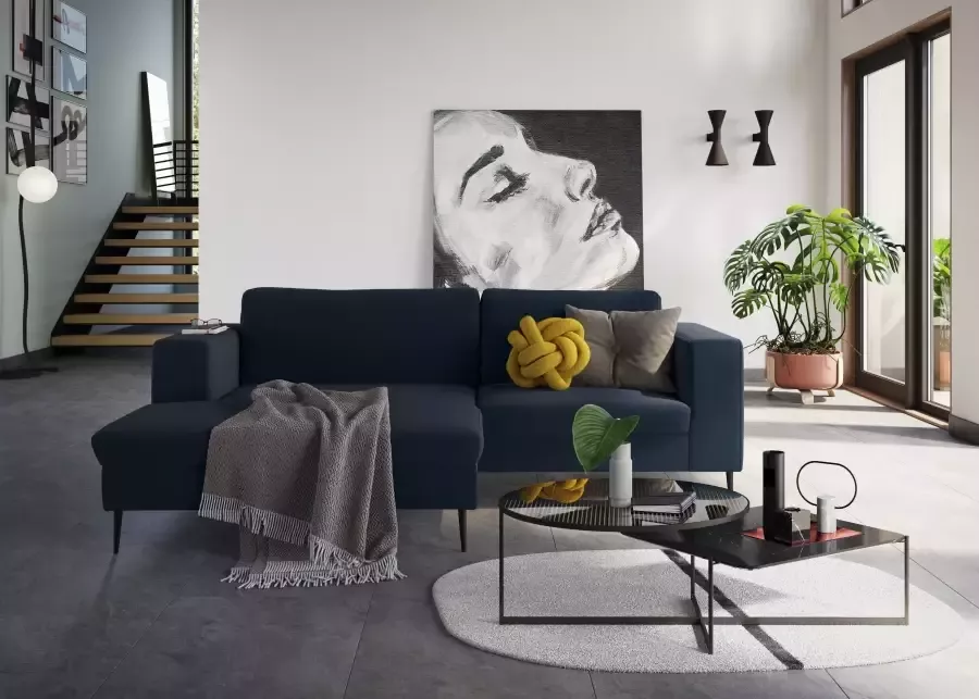 DOMO collection Hoekbank Modica compact en elegant breedte 244 L-vorm moderne uitstraling met extra brede chaise longue ook in corduroy - Foto 8