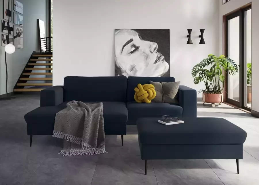 DOMO collection Hoekbank Modica compact en elegant breedte 244 L-vorm moderne uitstraling met extra brede chaise longue ook in corduroy