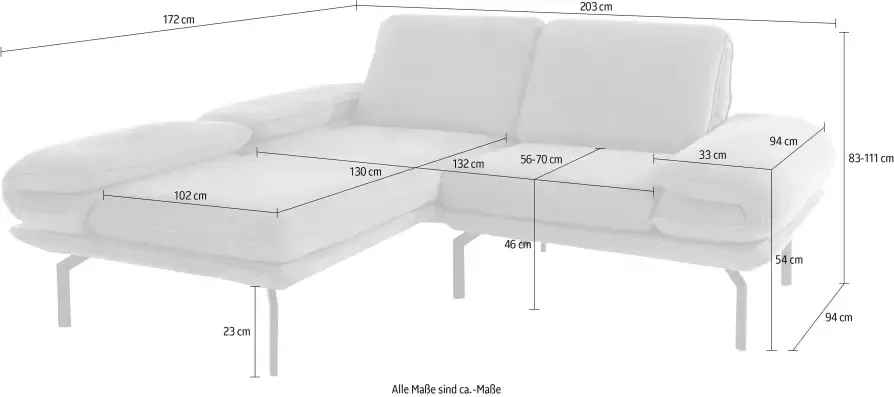 DOMO collection Hoekbank New York L-vorm naar keuze met verstelbare arm- en rugleuning met hoekvoet van metaal - Foto 5