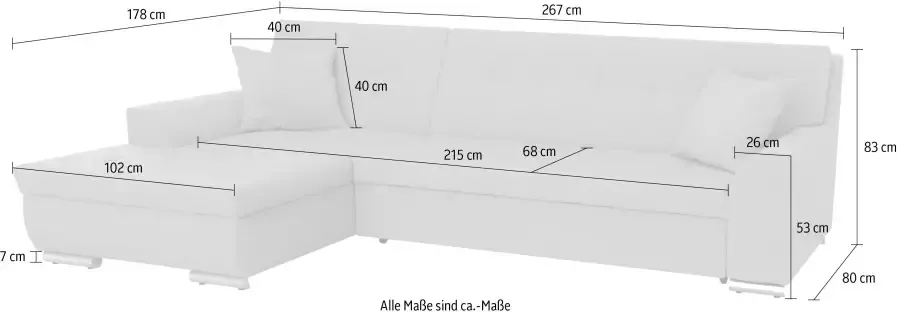 DOMO collection Hoekbank Treviso viele Bezüge auch in Cord L-Form B T H: 267 80 83 cm optioneel met slaapbank functie incl. sierkussens hoogwaardig doorgestikt patroon - Foto 6