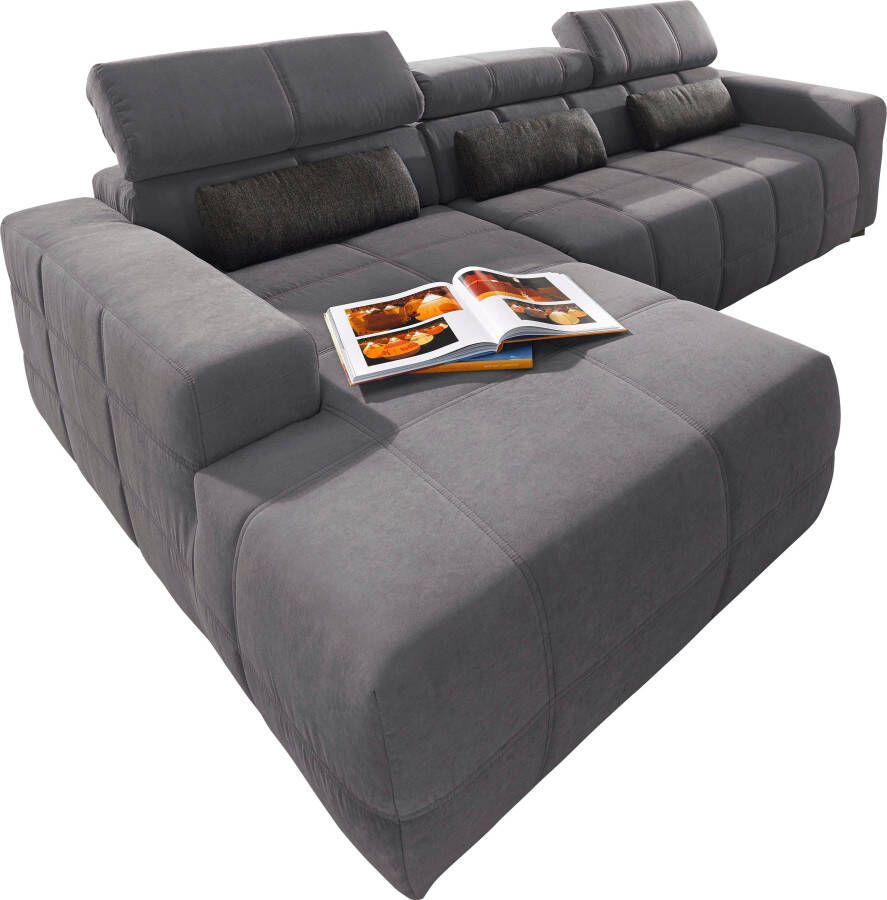 DOMO collection Hoekbank Brandon grote uitvoering B D H: 289 177 80 cm ook in leer en cord met hoofdsteunverstelling optionele zitdiepteverstelling l-vormig - Foto 1