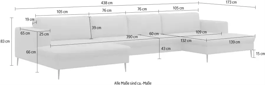 DOMO collection Zithoek Modica U-vorm actueel kubistisch design met 2 chaise longues veel ruimte - Foto 4