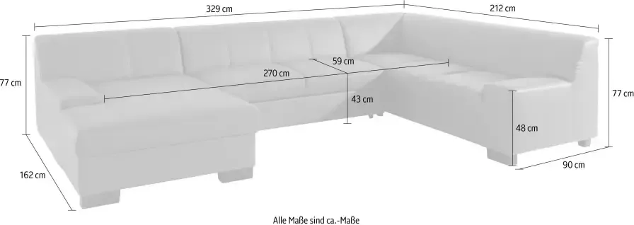 DOMO collection Zithoek Norma met kunstleer of leren bekleding veel ruimte tijdloos & elegant