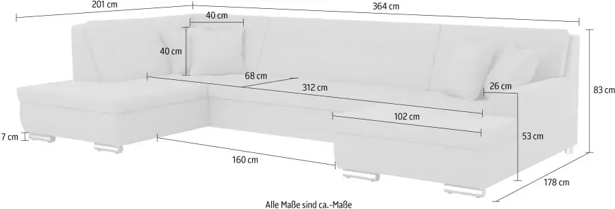 DOMO collection Zithoek Treviso naar keuze met slaapfunctie in vele soorten bekleding ook in cord u-model - Foto 3