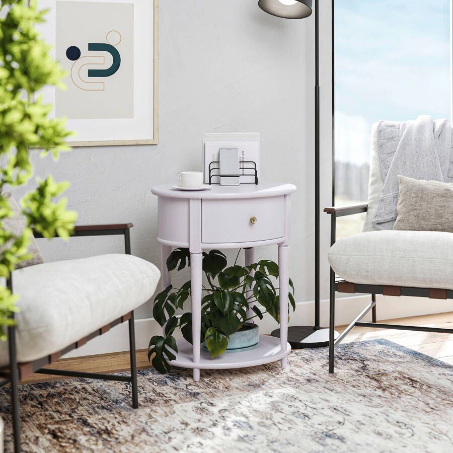 Dorel Home Bijzettafel Aurora met 1 lade en 1 plank breedte 55 cm hoogte 66 cm (1 stuk) - Foto 2