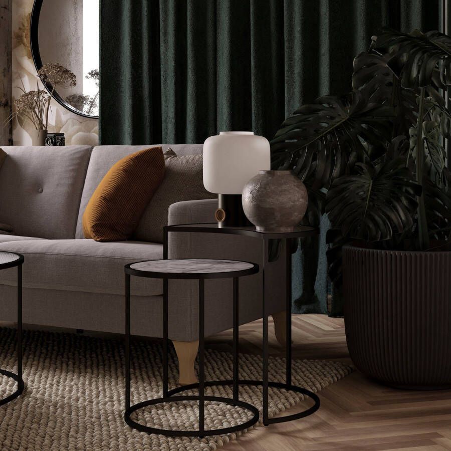 Dorel Home Bijzettafel Moon Tafelblad van glas gemakkelijk te onderhouden oppervlak hoogte 55 5 cm (2 stuks)