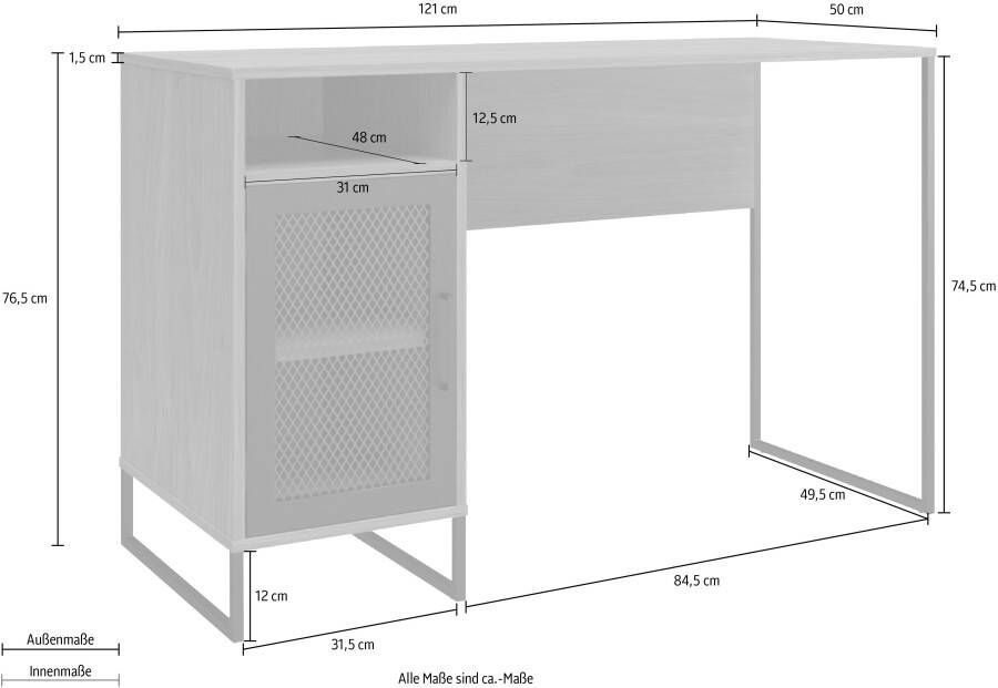 Dorel Home Bureau Purdue Deur met magneetsluiting onderstel van metaal hoogte 76 5 cm (1 stuk) - Foto 9