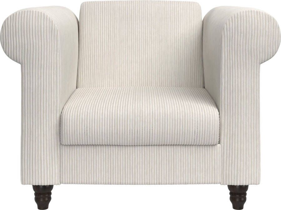 Dorel Home Chesterfield-fauteuil Felix II in breed ribfluweel met rugleuning 3-voudig verstelbaar benen massief hout zithoogte 46 cm - Foto 2