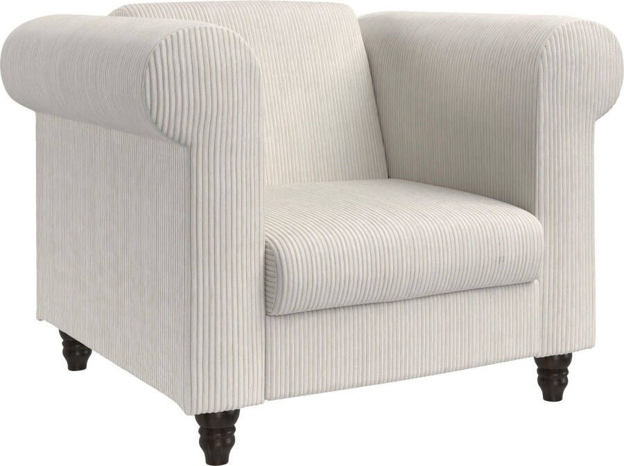 Dorel Home Chesterfield-fauteuil Felix II in breed ribfluweel met rugleuning 3-voudig verstelbaar benen massief hout zithoogte 46 cm - Foto 3