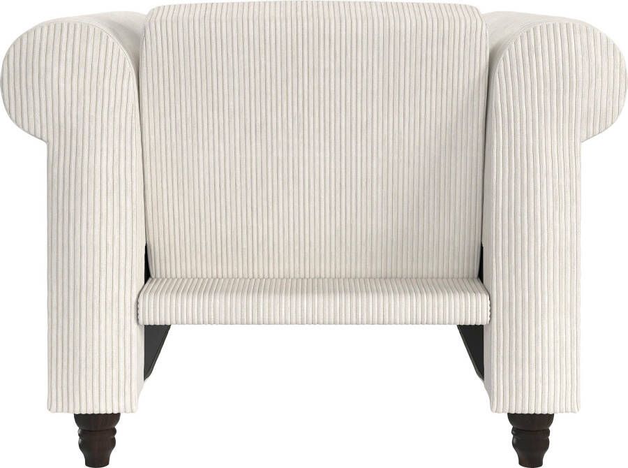 Dorel Home Chesterfield-fauteuil Felix II in breed ribfluweel met rugleuning 3-voudig verstelbaar benen massief hout zithoogte 46 cm - Foto 4