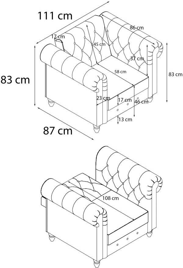Dorel Home Chesterfield-fauteuil Felix II in breed ribfluweel met rugleuning 3-voudig verstelbaar benen massief hout zithoogte 46 cm - Foto 6