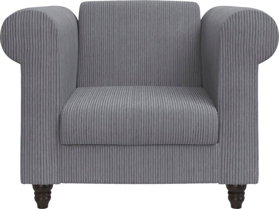 Dorel Home Chesterfield-fauteuil Felix II in breed ribfluweel met rugleuning 3-voudig verstelbaar benen massief hout zithoogte 46 cm - Foto 2