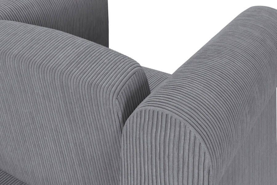 Dorel Home Chesterfield-fauteuil Felix II in breed ribfluweel met rugleuning 3-voudig verstelbaar benen massief hout zithoogte 46 cm - Foto 4