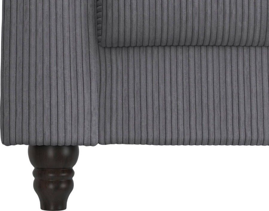 Dorel Home Chesterfield-fauteuil Felix II in breed ribfluweel met rugleuning 3-voudig verstelbaar benen massief hout zithoogte 46 cm