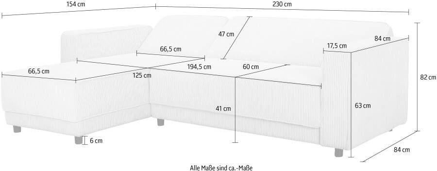 Dorel Home Hoekbank Allie slaapbank 230 cm met relaxfunctie in de rugleuning Slaapbank functie (108 194 5 cm) trendy ribfluweel of onderhoudsvriendelijk velours - Foto 6