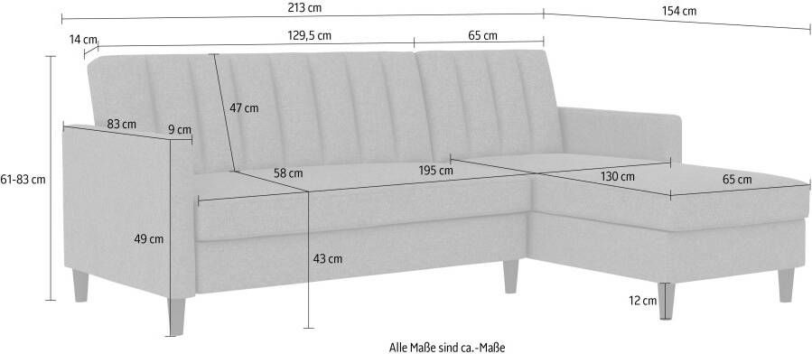 Dorel Home Hoekbank Celine L-vorm met bedfunctie en bergruimte. récamier aan beide kanten te monteren - Foto 15