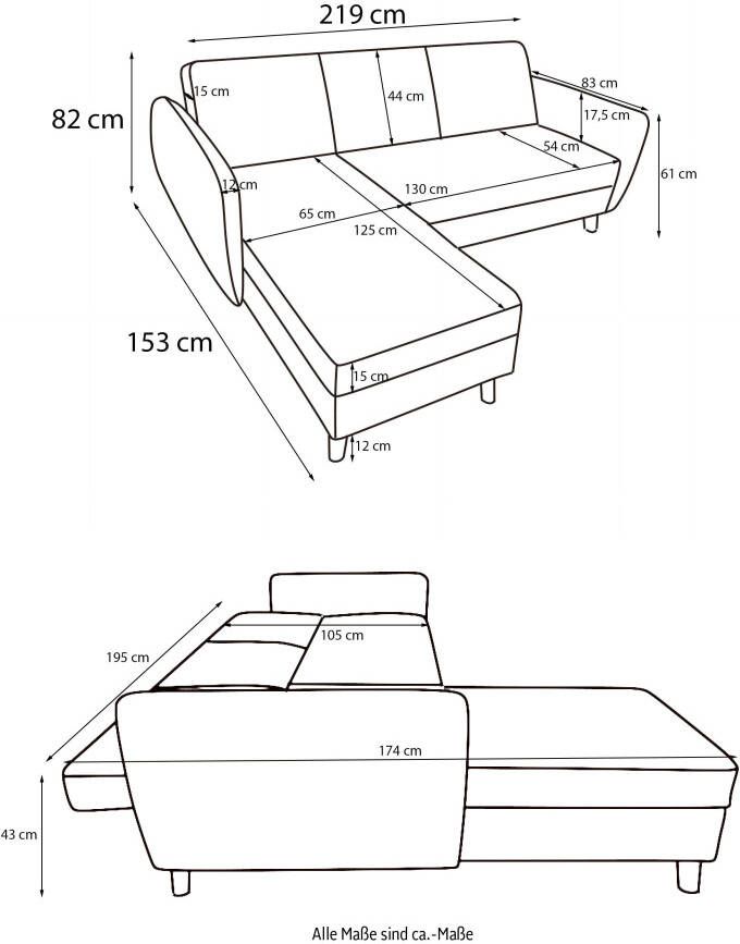 Dorel Home Hoekbank Perry L-Form Rugleuning verschillende kleurvarianten zithoogte 43 cm breedte 219 cm - Foto 13