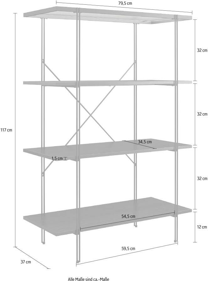 Dorel Home Ordnerrek Wainwright Bovenblad van glas breedte 79 5 cm hoogte 117 cm metalen stelling (1 stuk) - Foto 4