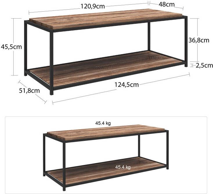 Dorel Home Salontafel Quincy Salontafel zwevende tafelblad-look breedte 52 cm hoogte 46 cm (1 stuk) - Foto 3