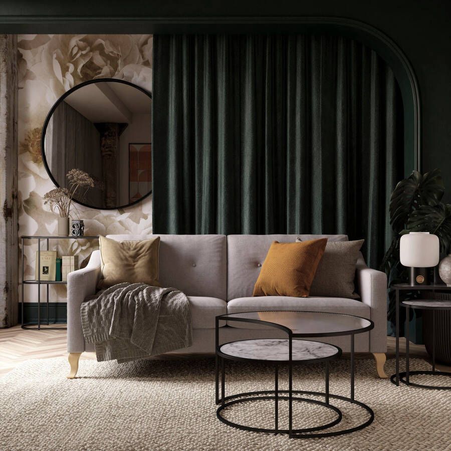 Dorel Home Sidetable Moon met tafelblad van geribbeld glas fsc hout hoogte 82 cm (1 stuk)