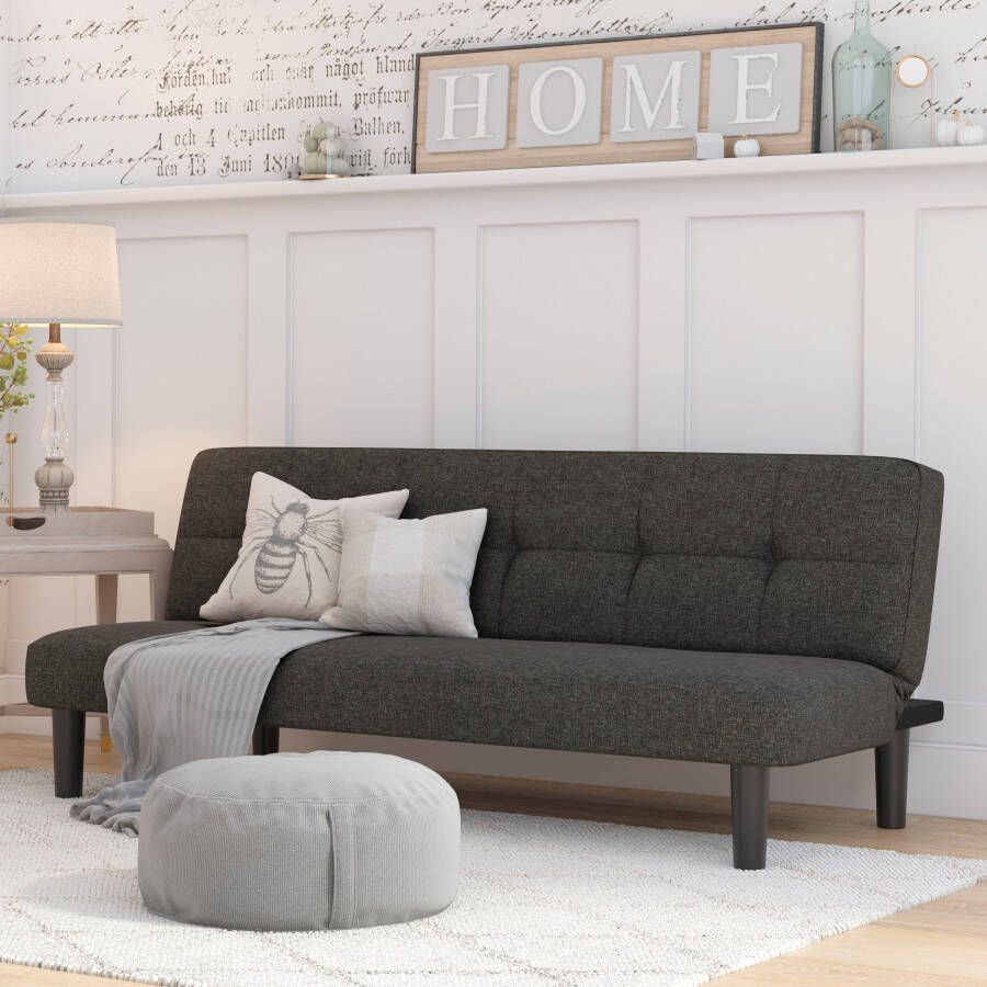 Loft24 Alby Slaapbank 3-zits in linnen look antraciet