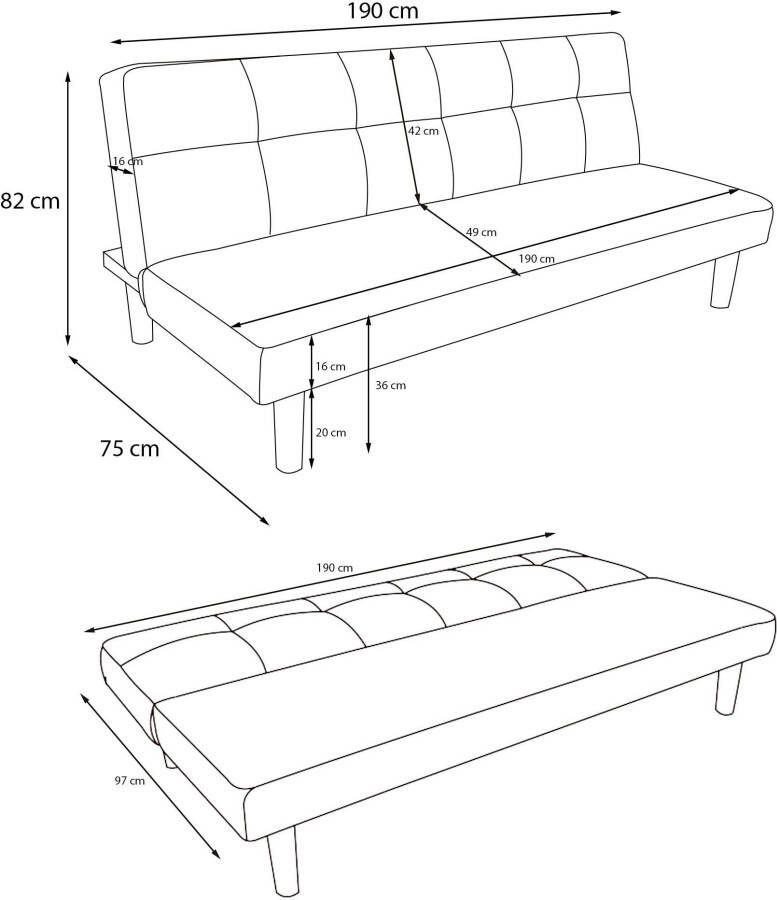 Loft24 Alby Slaapbank 3-zits in linnen look lichtgrijs - Foto 7