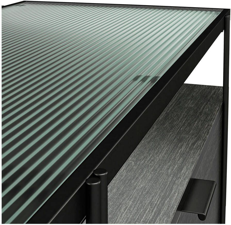 Dorel Home Tv-meubel Wainwright met bovenblad van geribbeld glas breedte 140 cm hoogte 50 5 cm