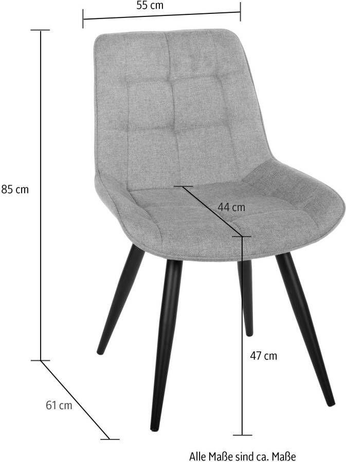 Duo Collection Eetkamerstoel Iris eetkamerstoel set van 4 robuuste bekleding gestikte bekleding tot 110 kg belastbaar (set 4 stuks)