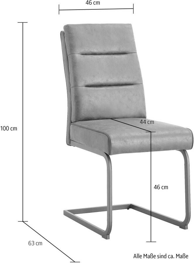 Duo Collection Vrijdragende stoel Marga sledestoel set van 2 extra verdikking met pocketveringskern glijders voor de veiligheid (set 2 stuks)