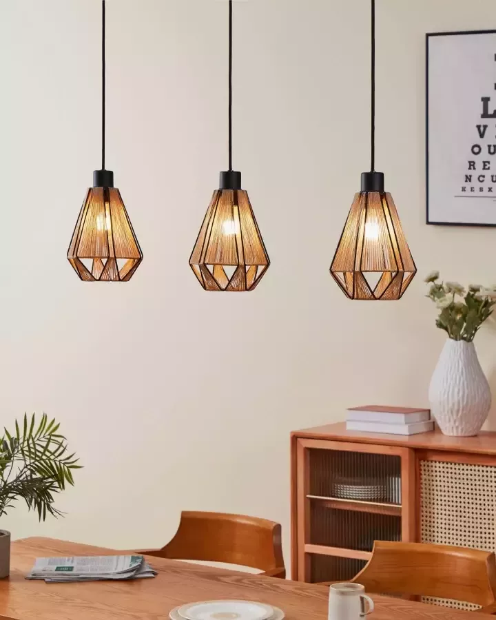 EGLO  Adwickle Hanglamp - E27 - 87 cm - Zwart Bruin - Foto 2