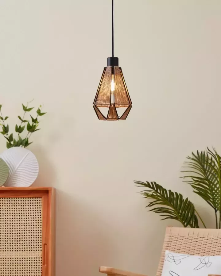 EGLO  Adwickle Hanglamp - E27 - 17 cm - Zwart Bruin - Foto 4