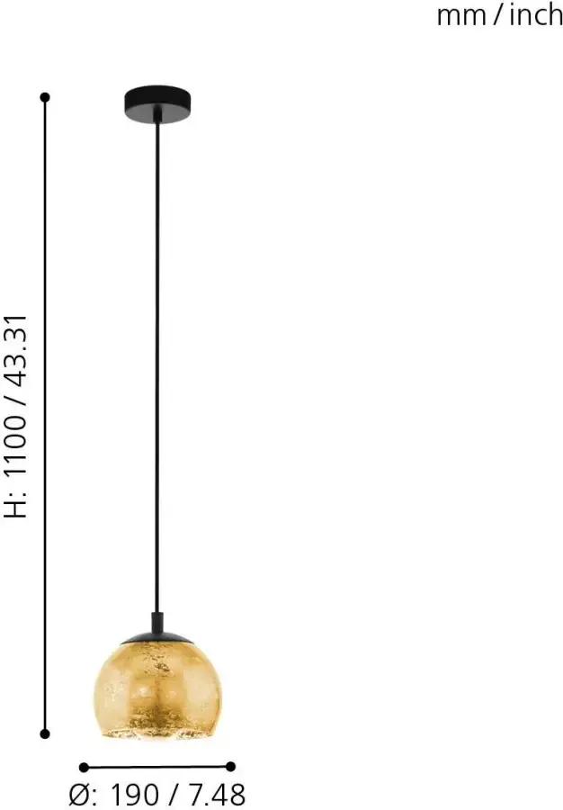 EGLO Hanglamp ALBARACCIN zwart ø19 x h110 cm hanglamp eettafellamp woonkamer - Foto 2