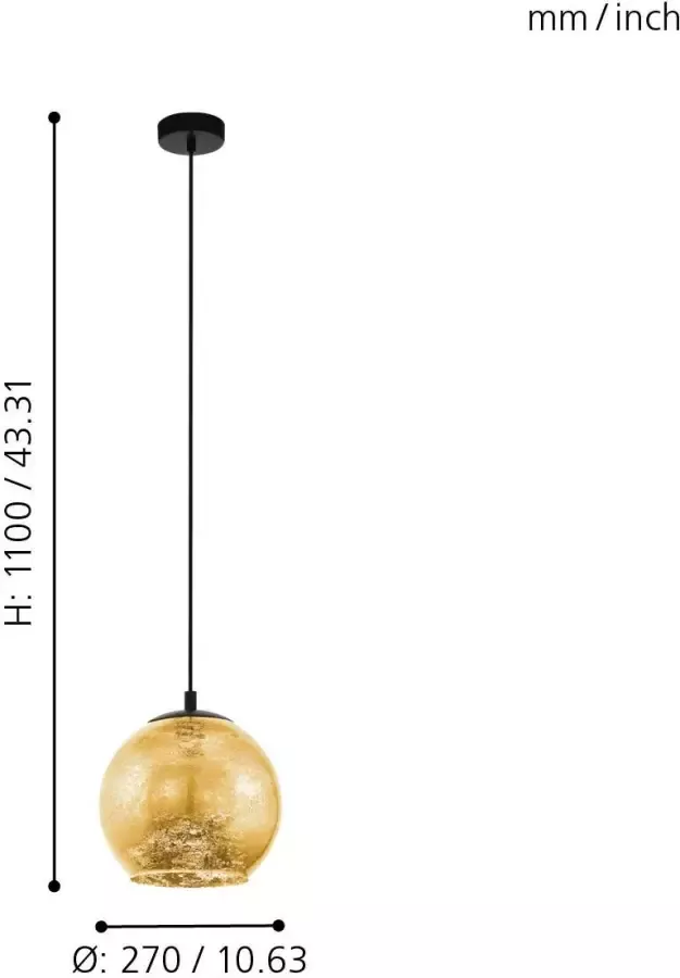 EGLO Hanglamp ALBARACCIN zwart ø27 x h110 cm hanglamp eettafellamp woonkamer - Foto 1