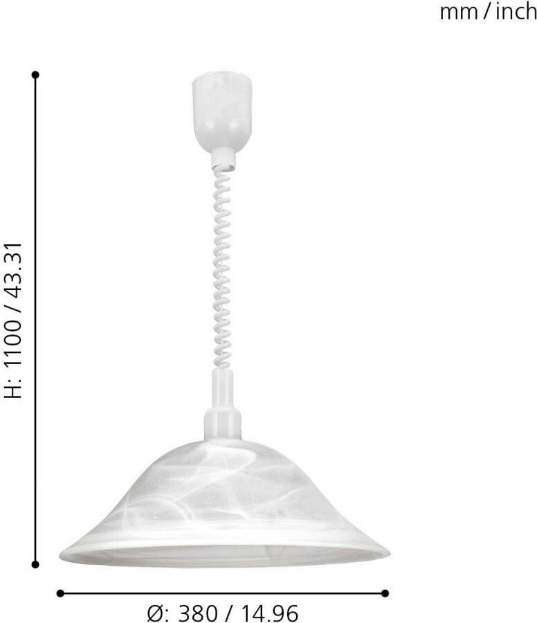 EGLO Hanglamp ALESSANDRA Hanglamp spiraalsnoer in hoogte verstelbaar keukenlamp E27 Ø 38 cm (1 stuk) - Foto 3