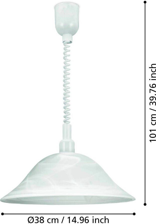 EGLO Hanglamp ALESSANDRA Hanglamp spiraalsnoer in hoogte verstelbaar keukenlamp E27 Ø 38 cm (1 stuk) - Foto 5