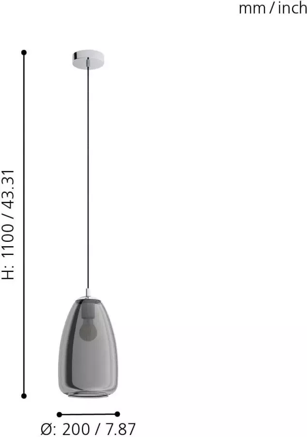 EGLO Hanglamp ALOBRASE chroom ø20 x h110 cm hanglamp eettafellamp keuken - Foto 3