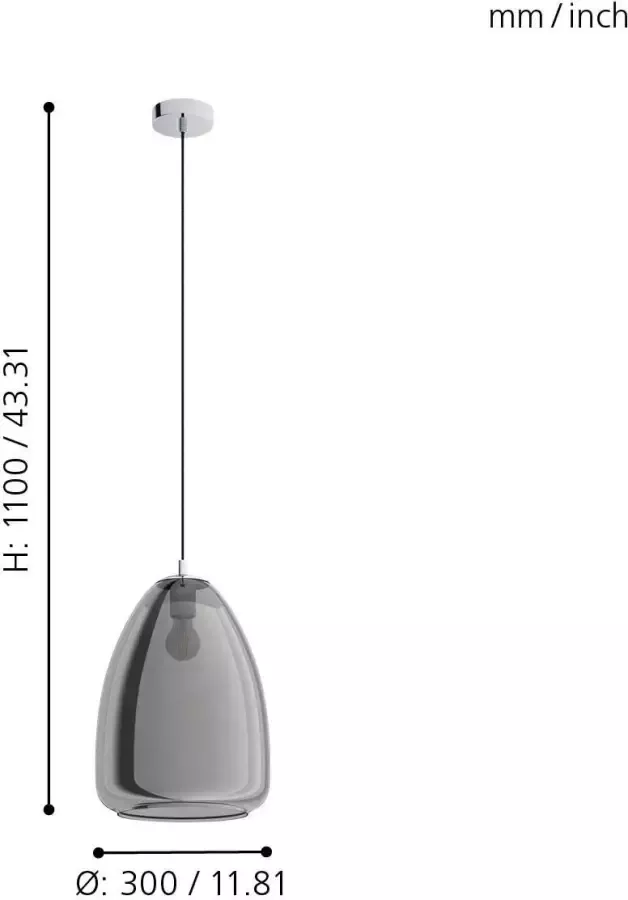 EGLO Hanglamp ALOBRASE chroom ø30 x h110 cm hanglamp eettafellamp keuken - Foto 3