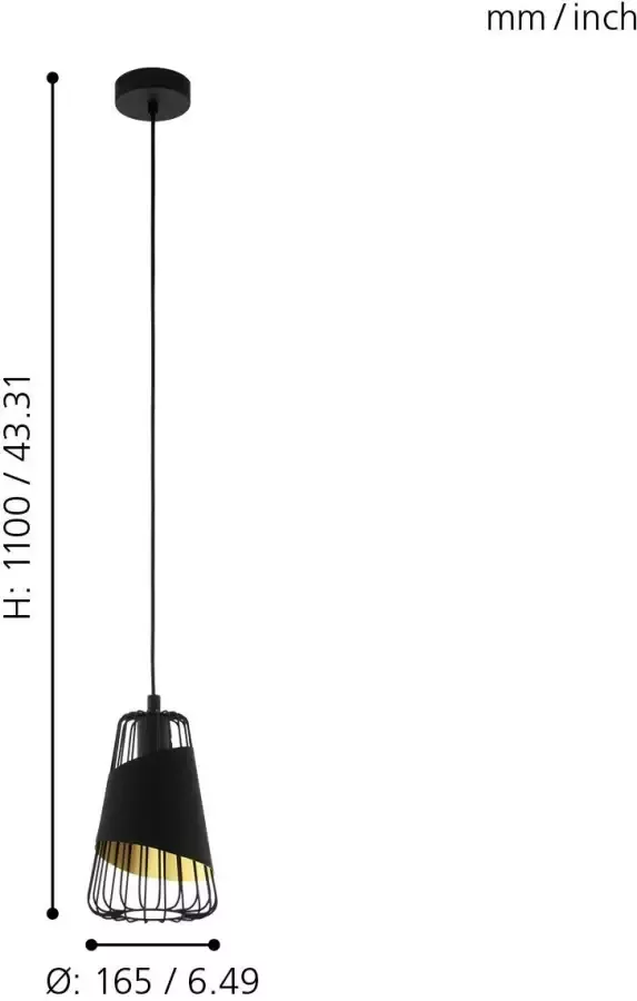 EGLO Hanglamp AUSTELL zwart ø16 5 x h110 cm excl. 1x e27 (max. 60 w) hanglamp - Foto 2