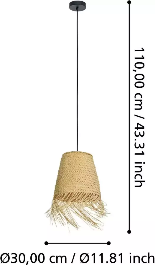 EGLO  Aycliffe Hanglamp - E27 - Ø 30 cm - Zwart Hout - Foto 5