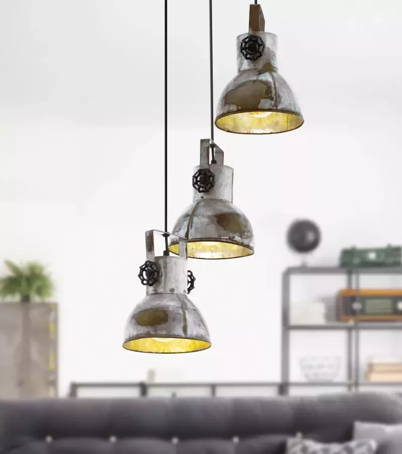 EGLO hanglamp Barnstaple 3-lichts bruin zwart grijs Leen Bakker
